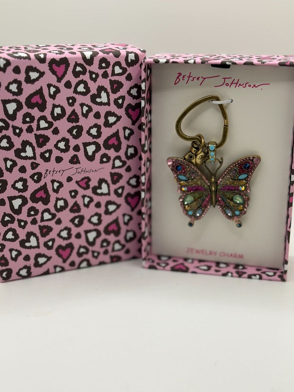 Betsey Johnson Butterfly Keychain Jewelry Charm With Gift Box